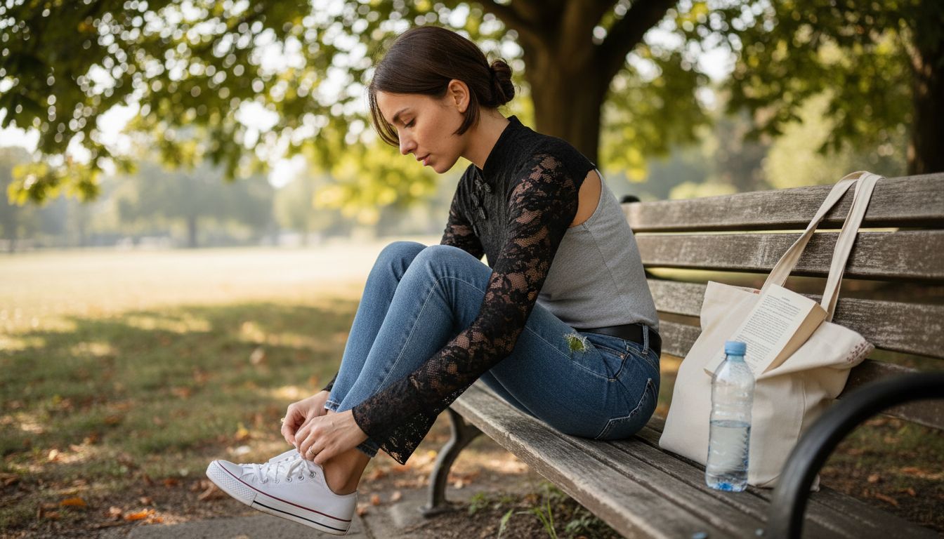 Lace top styled casually with jeans