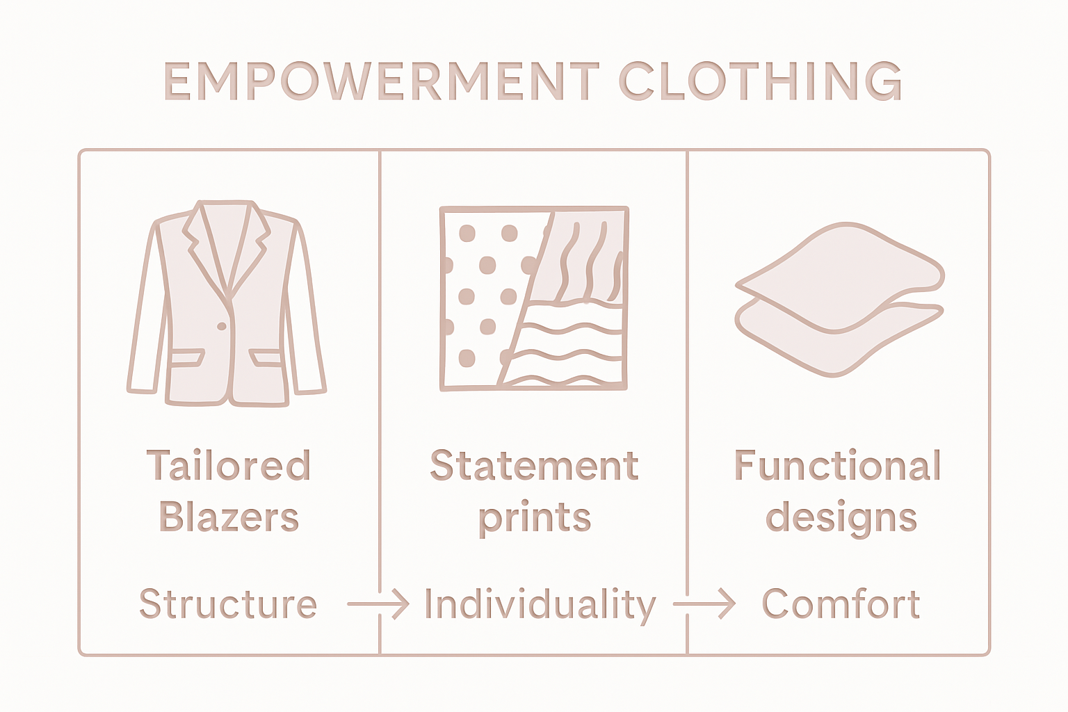 Infographic of empowerment clothing key features