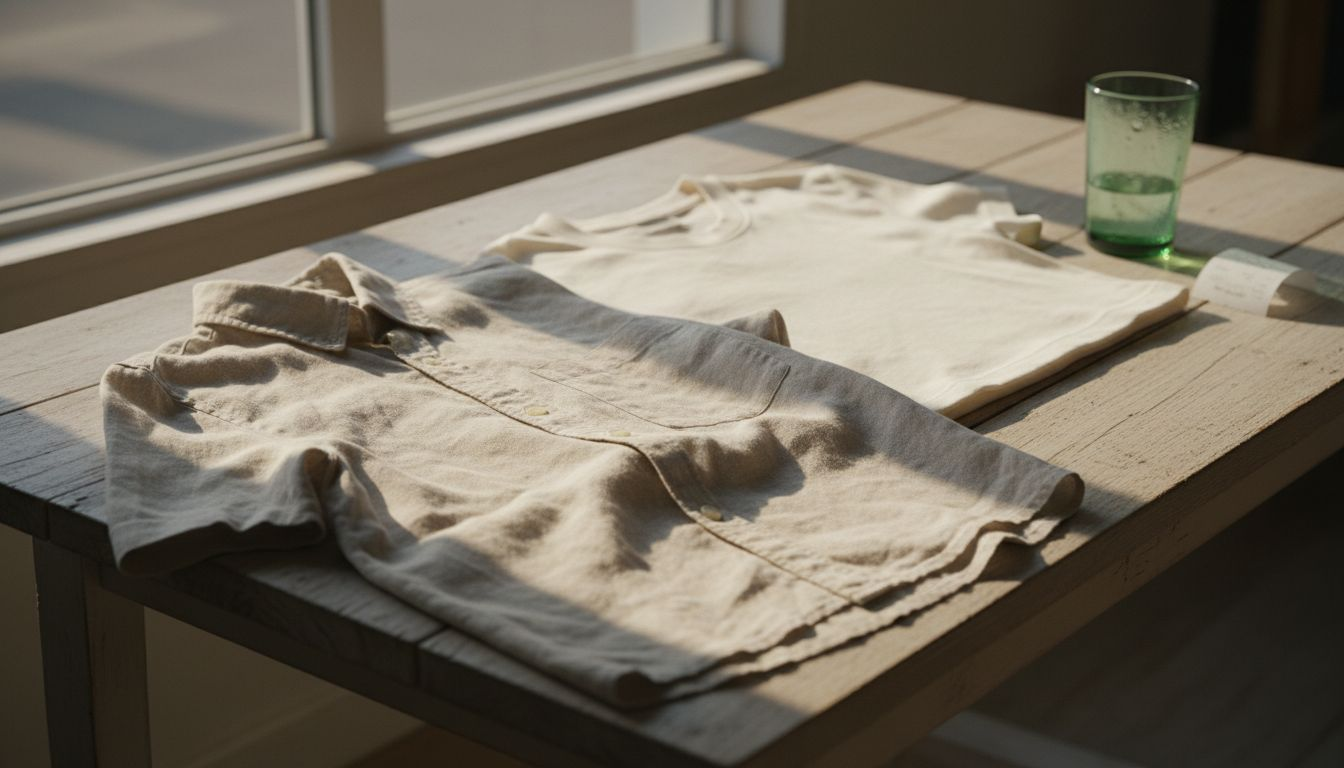 Close-up of linen and cotton shirt fabric