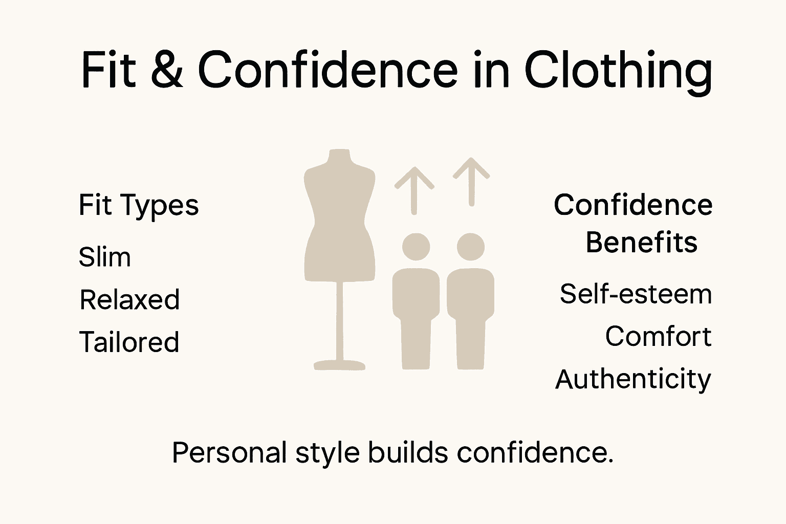 Infographic illustrating clothing fit and confidence