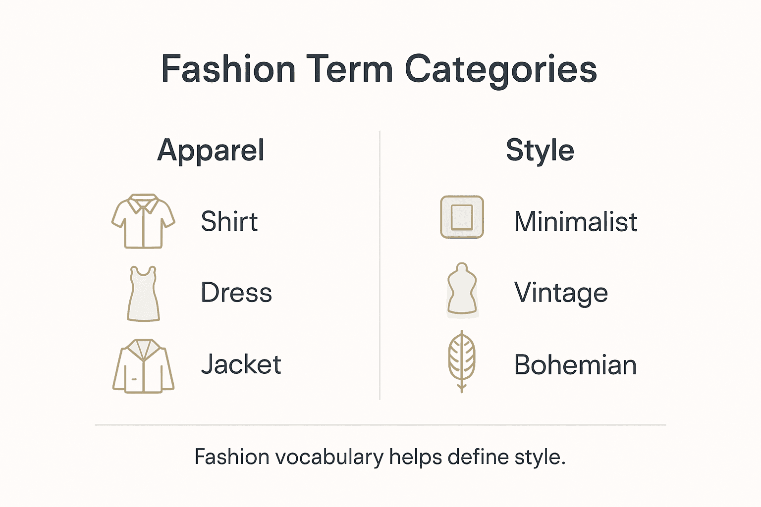 Infographic of fashion term categories