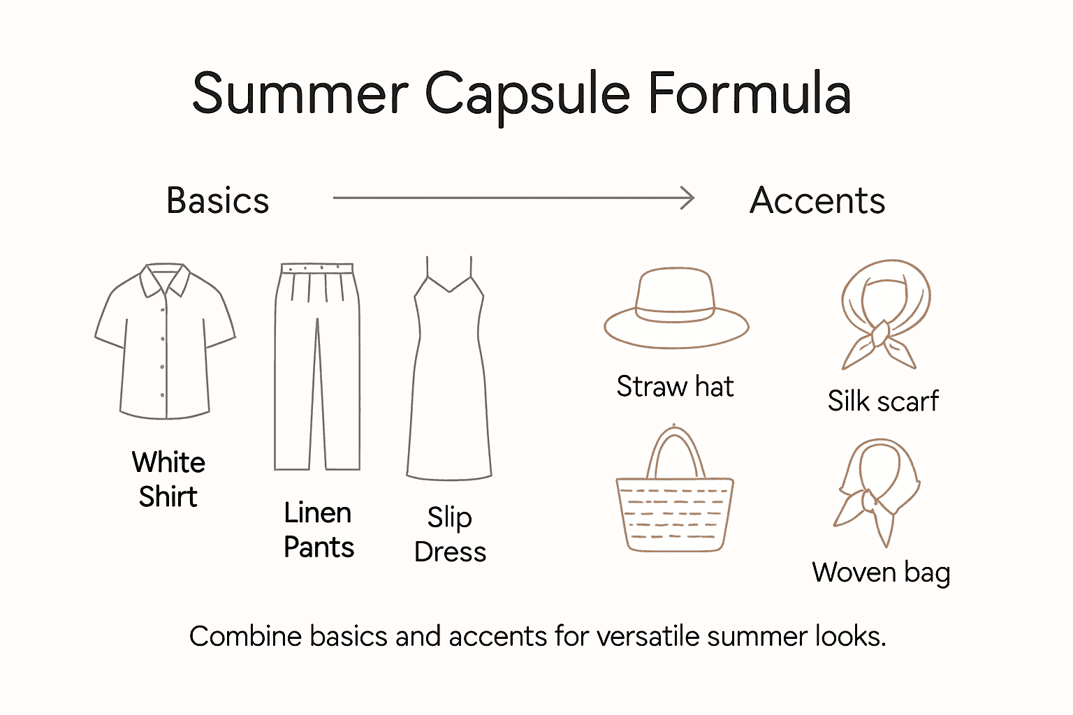 Infographic with basics and accents for summer capsule