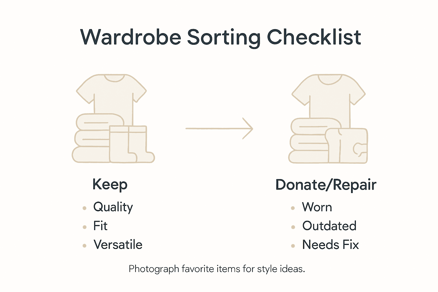 Infographic showing wardrobe sorting checklist