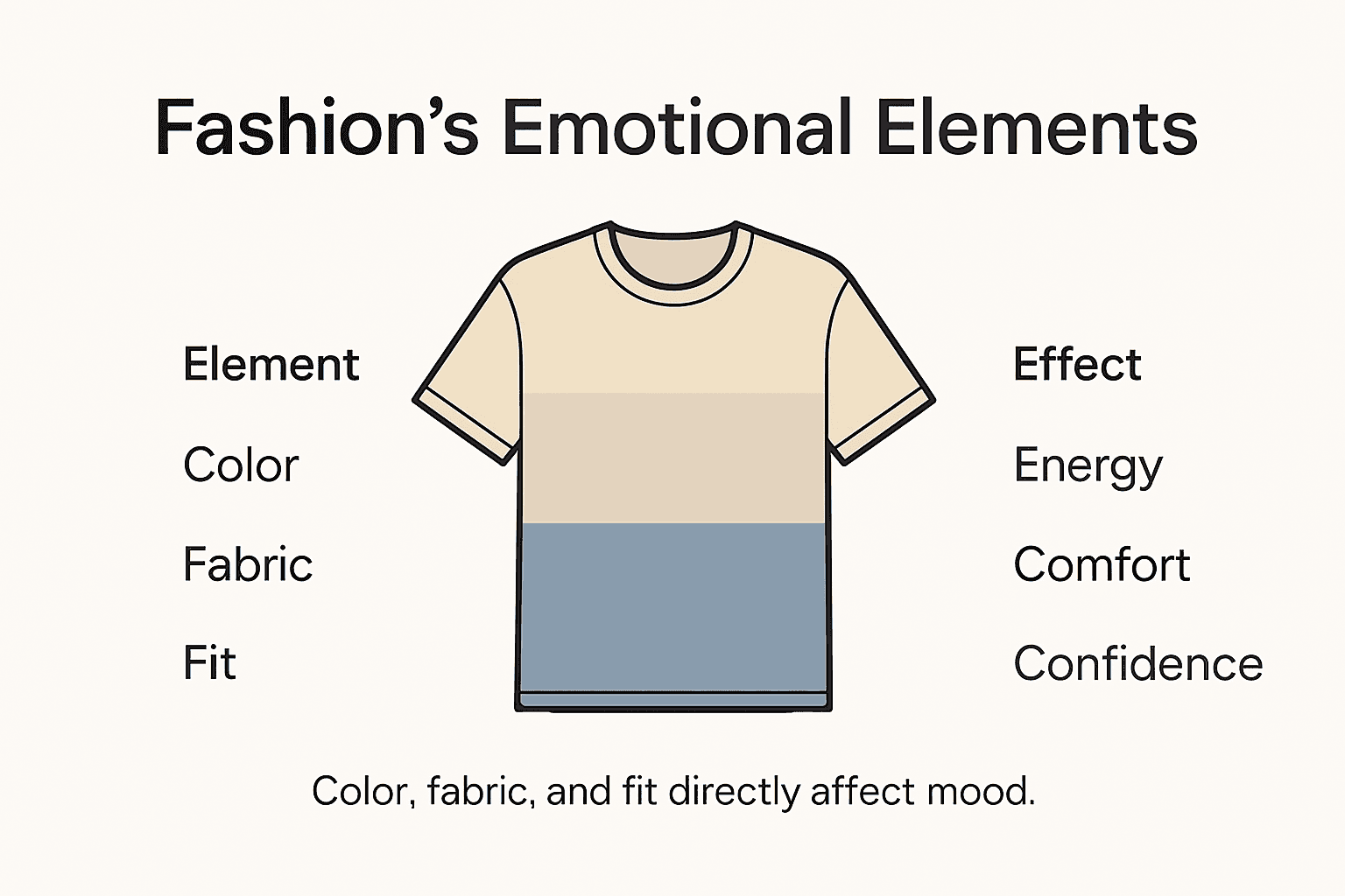 Infographic on color, fabric, fit and emotions