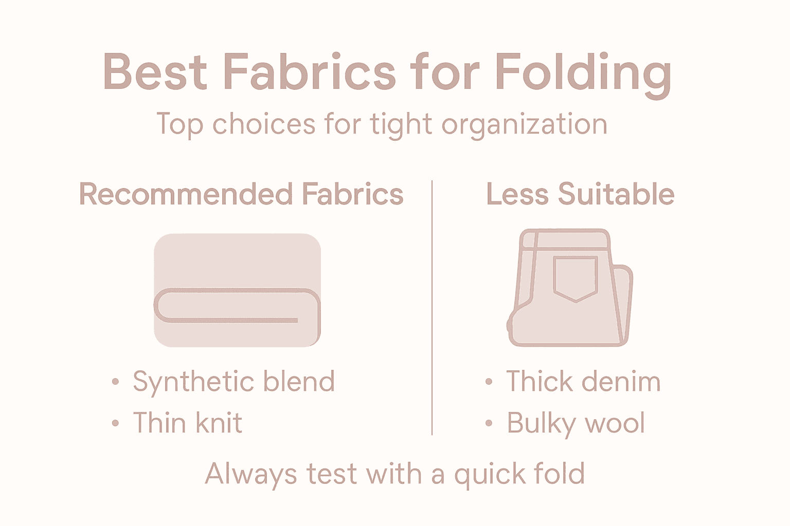 Infographic showing best fabrics for folding