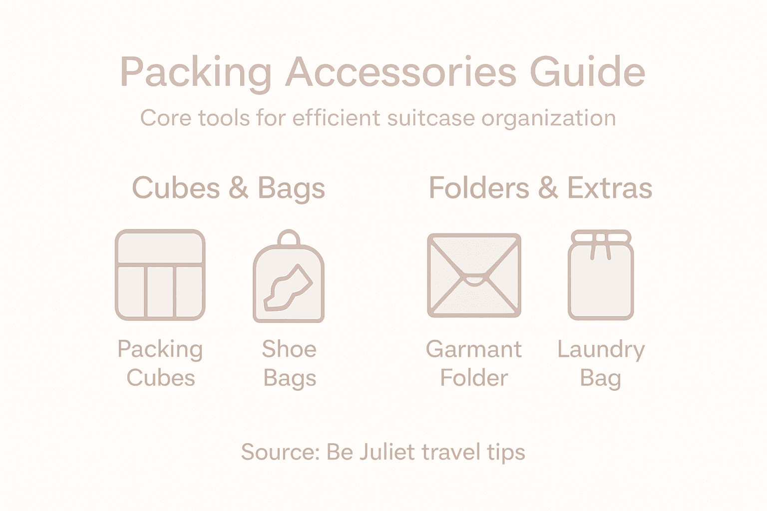 Infographic lists essential packing accessories