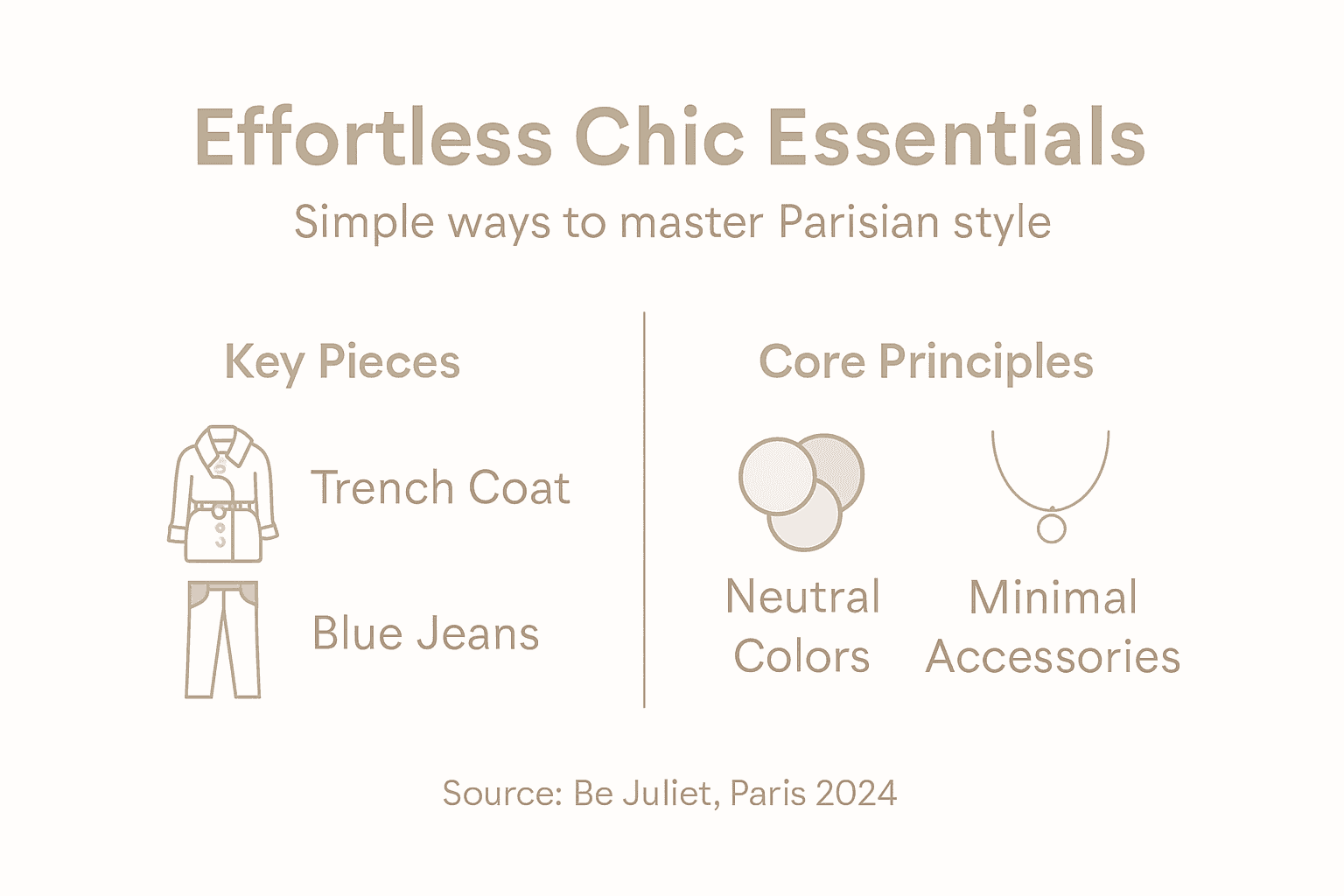 Infographic showing effortless chic wardrobe and principles