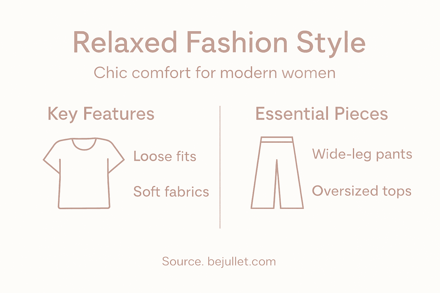 Infographic with relaxed fashion features and essentials