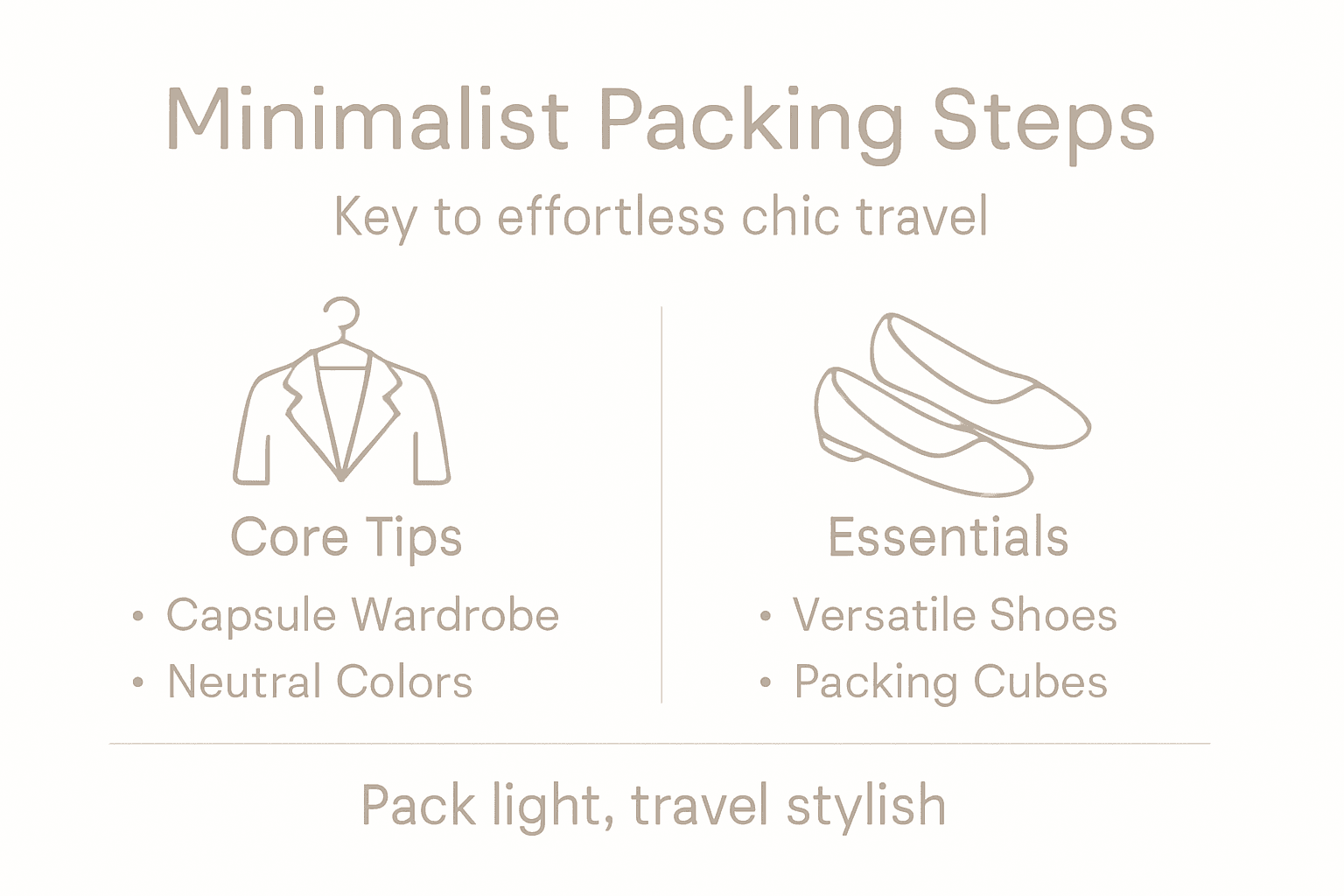 Infographic with minimalist packing key points