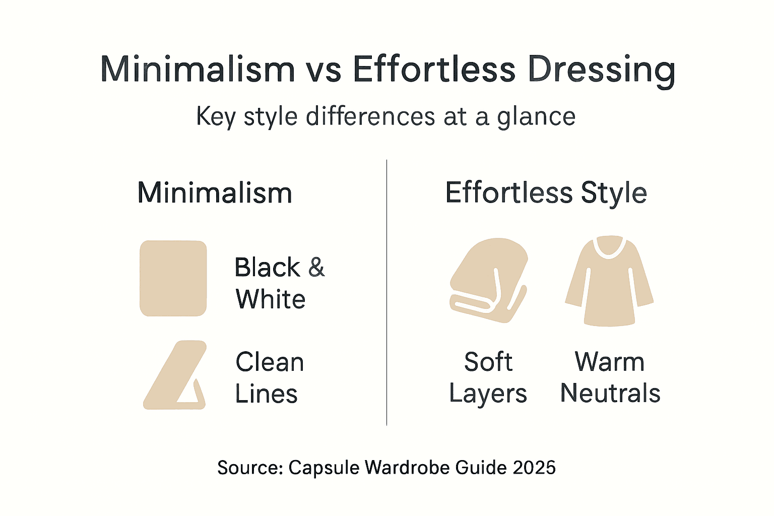 Infographic comparing minimalism and effortless style