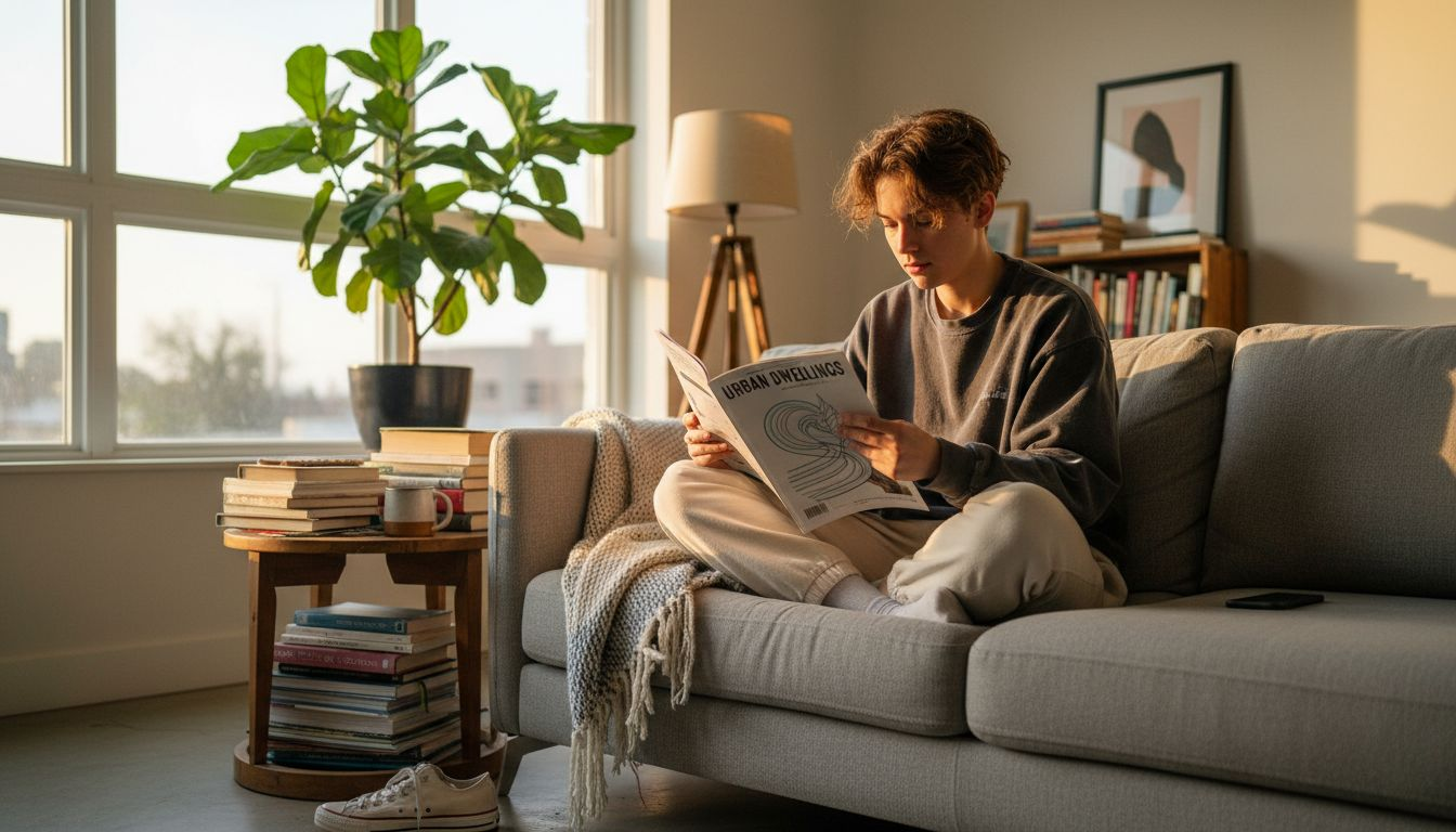Person relaxing in comfortable lounge clothing