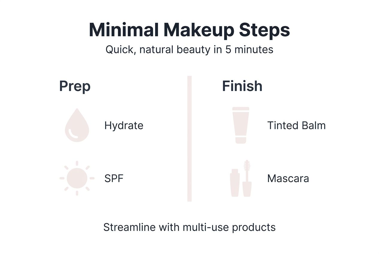 Infographic summarizing quick minimal makeup steps