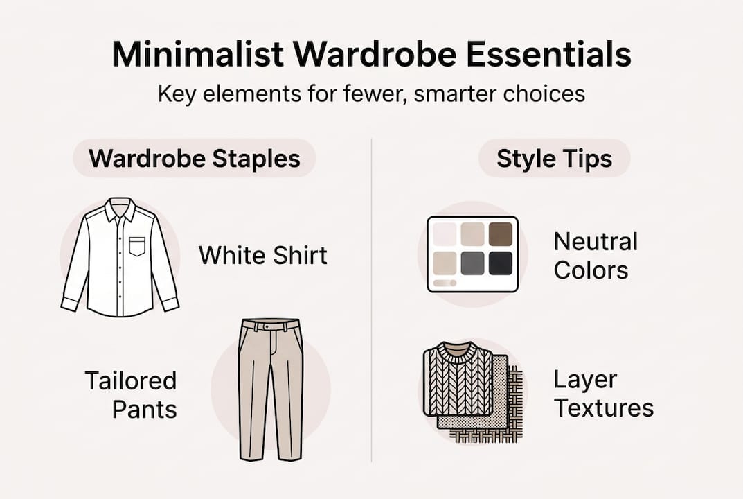 Infographic minimalist wardrobe staples and tips