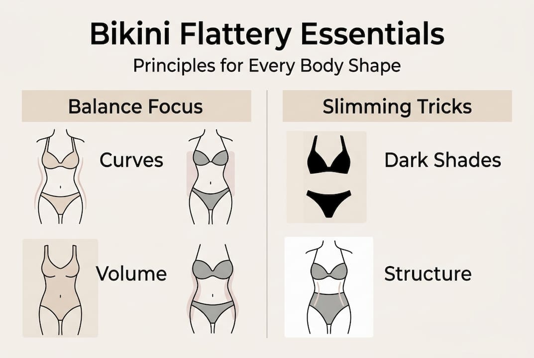 Infographic outlining bikini flattery fundamentals