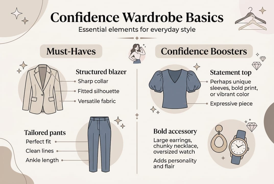 Infographic of core wardrobe confidence elements