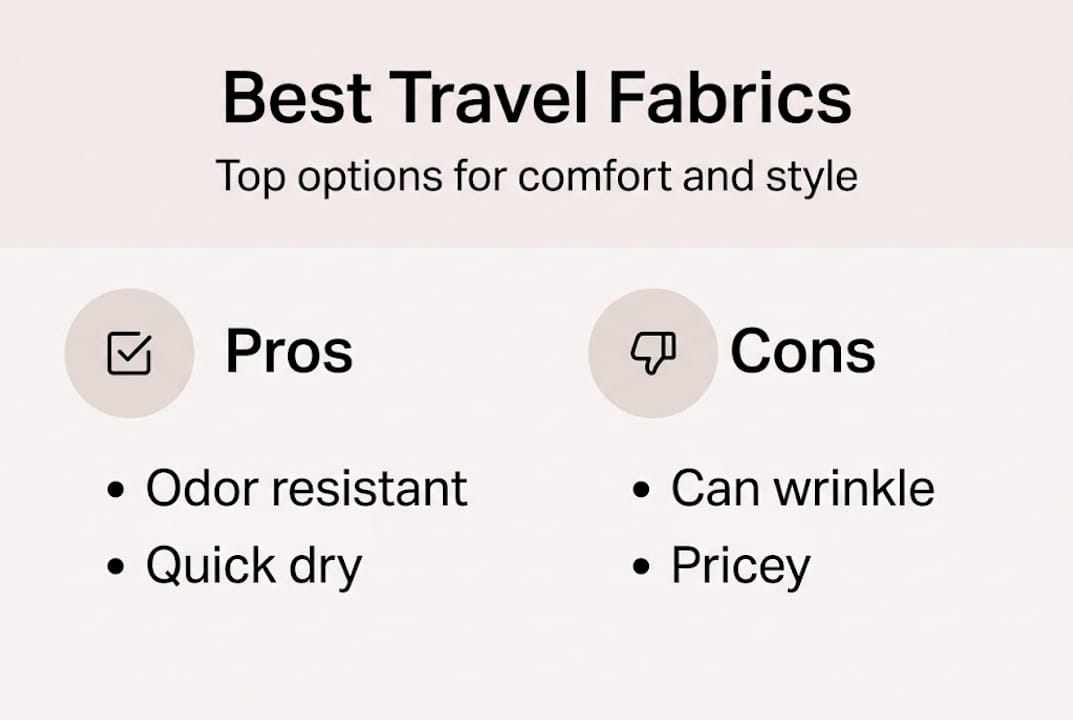 Infographic comparing travel clothing fabrics