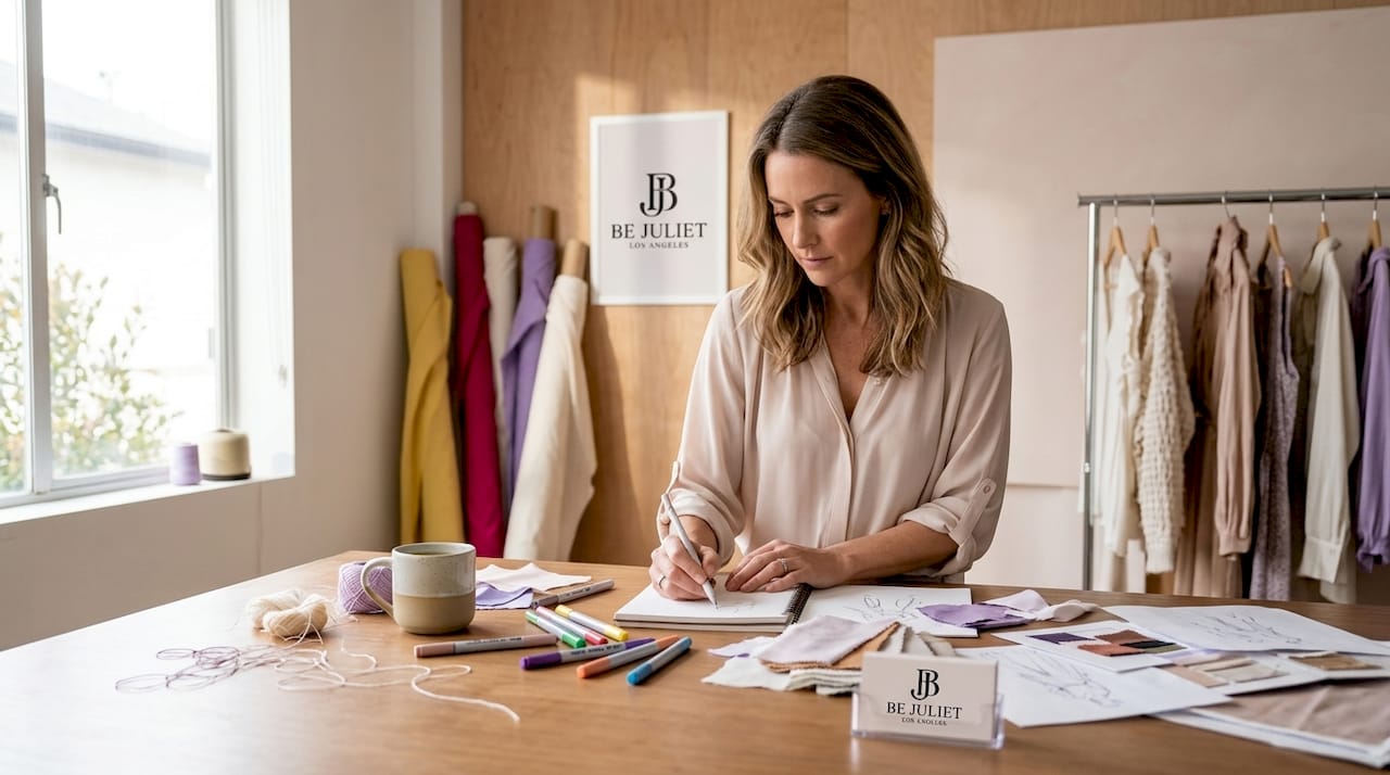Fashion designer working in bright studio