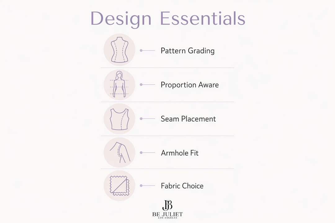 Infographic showing design essentials for inclusive fashion