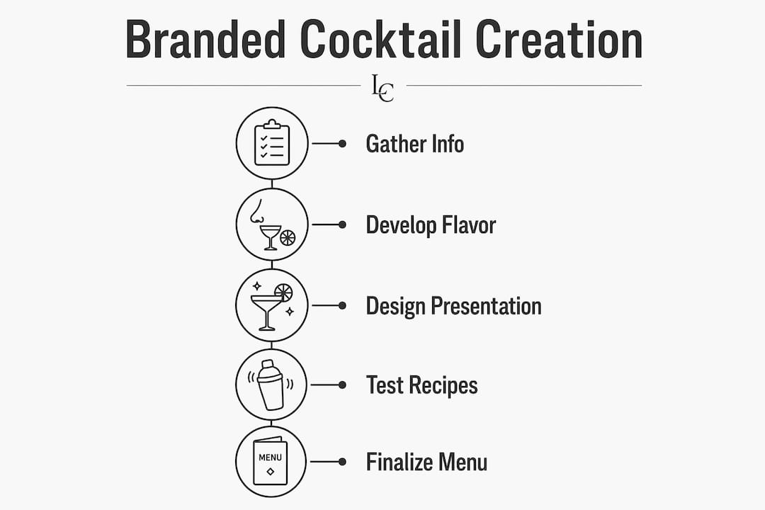 Infographic showing steps to create branded cocktails