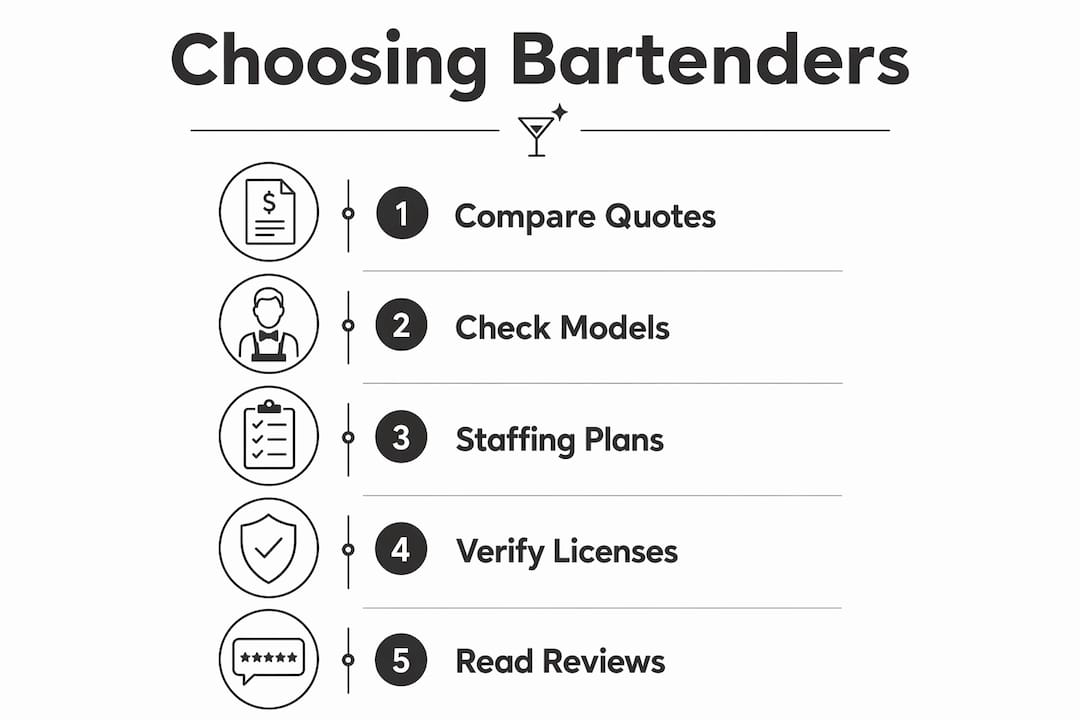 Infographic of steps to choose bartending service