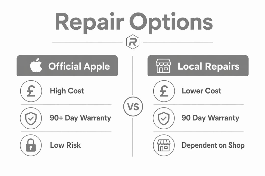 Infographic comparing official and local phone repairs
