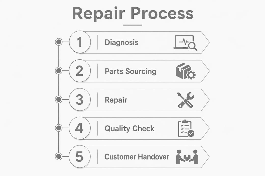 Infographic showing phone repair process steps