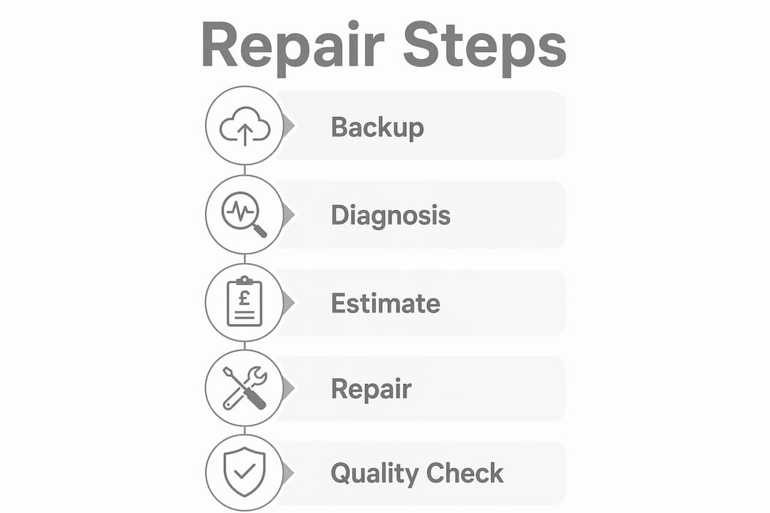 Infographic illustrating phone repair process steps