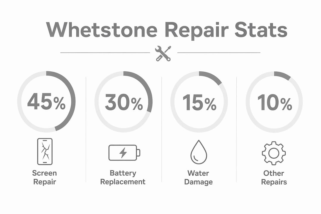 Infographic displaying common phone repair statistics in Whetstone