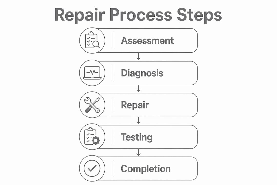 Infographic illustrating phone repair process steps