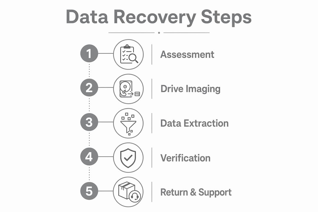 Infographic illustrating data recovery steps