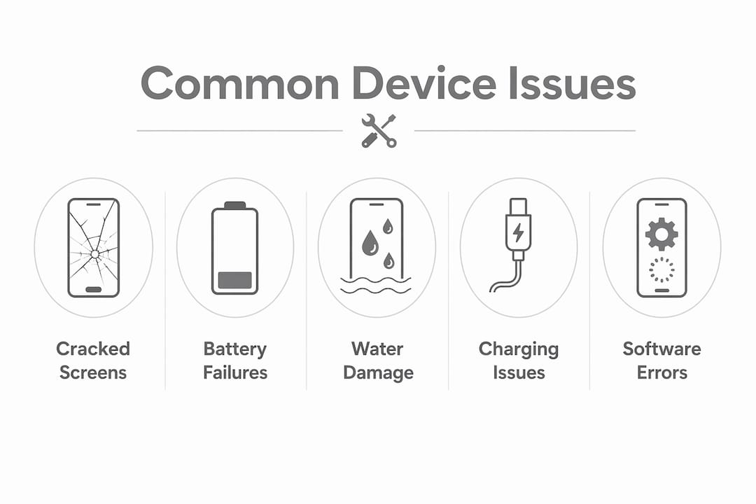 Infographic showing hierarchy of common device issues