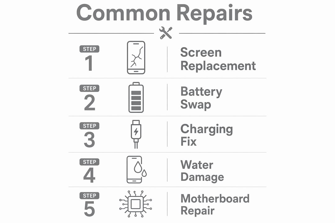 Infographic of common phone repairs step-by-step