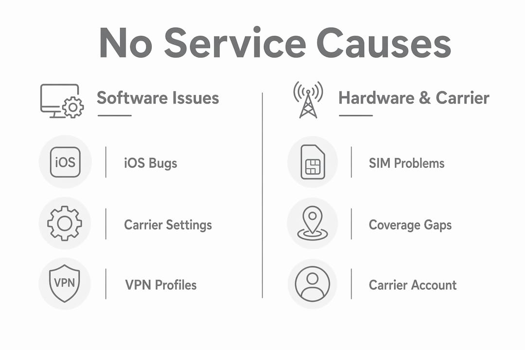 Infographic comparing iPhone no service causes