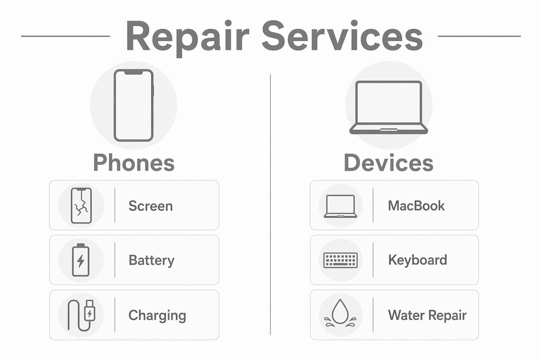 Comparison infographic of phone and device repairs