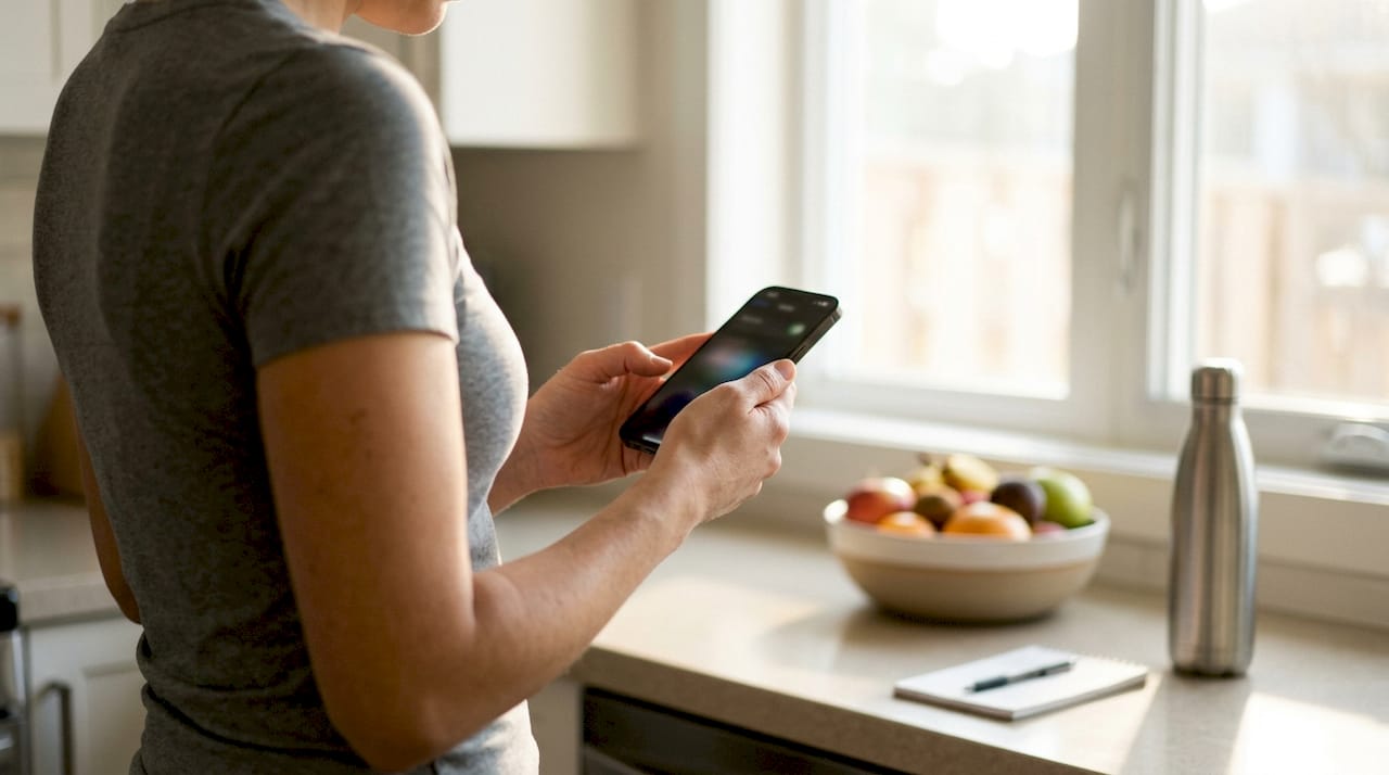 Hands holding iPhone checking battery health