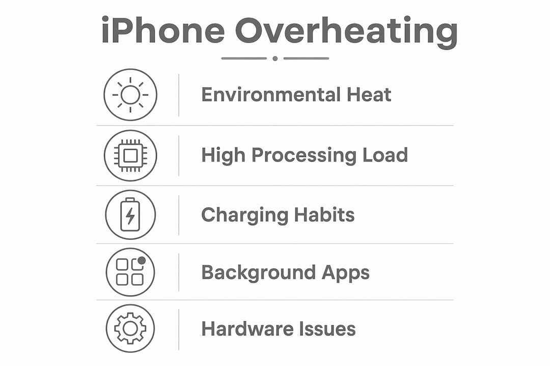 Infographic outlining causes and fixes of iPhone overheating