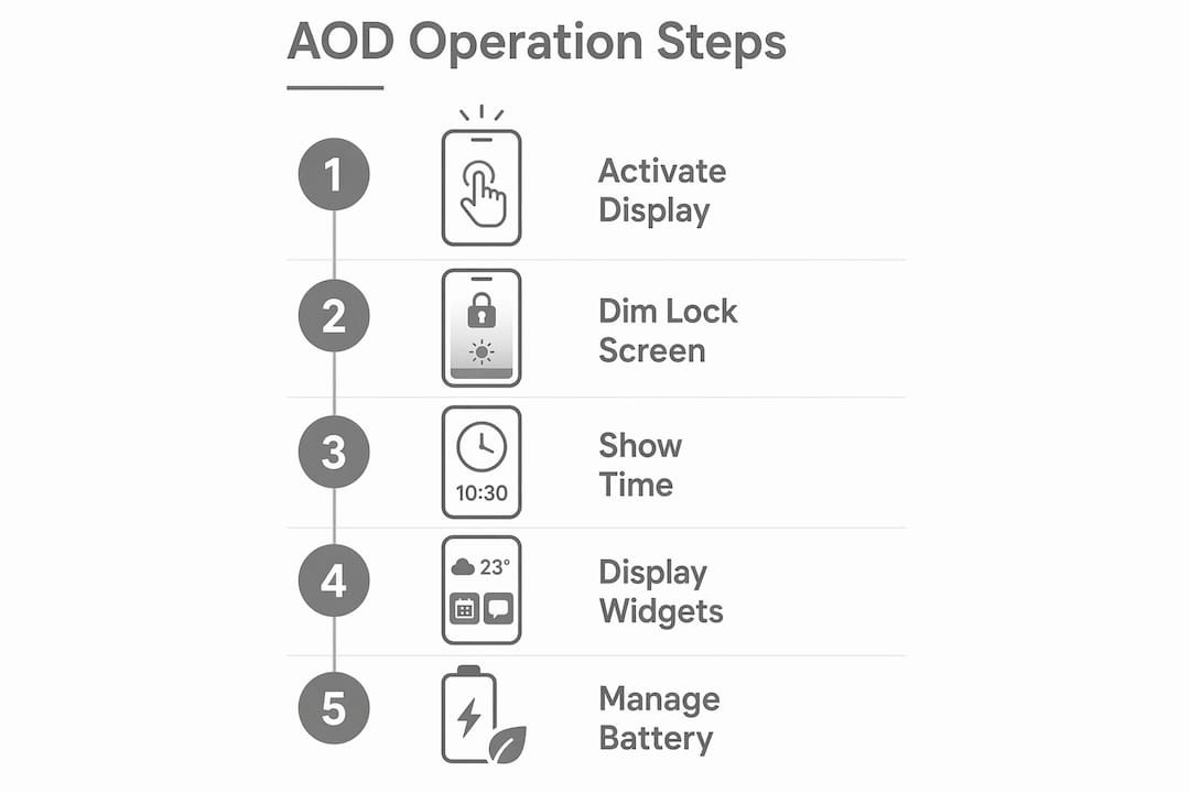 Infographic outlining Always On Display operation steps