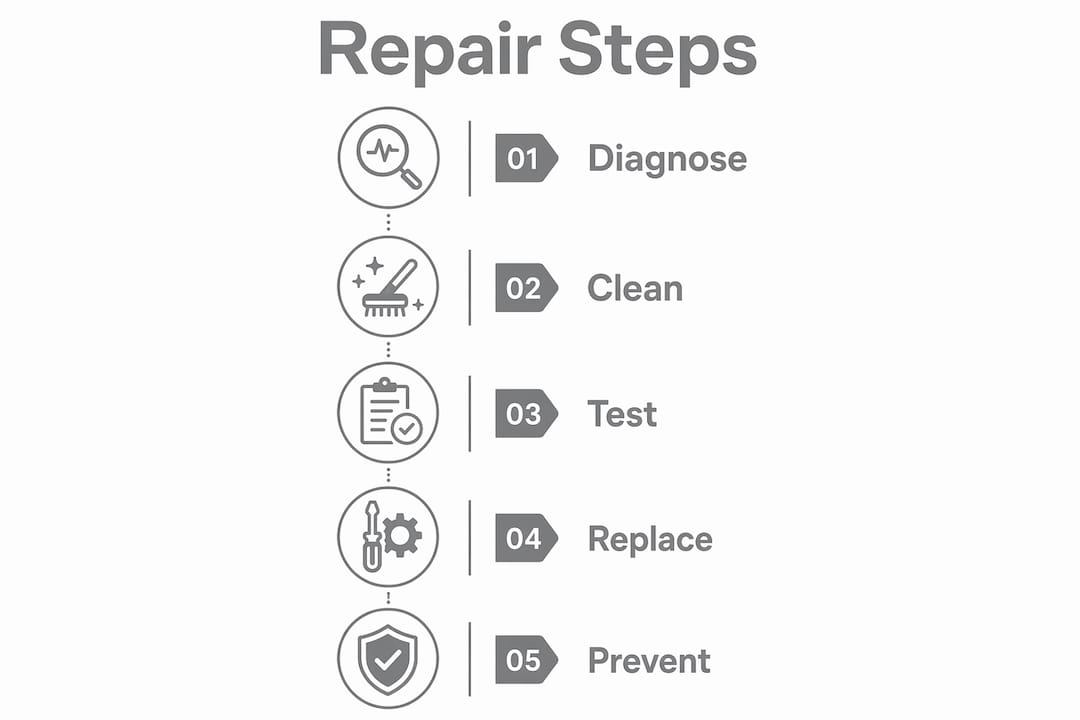 Infographic with step-by-step headphone port repair