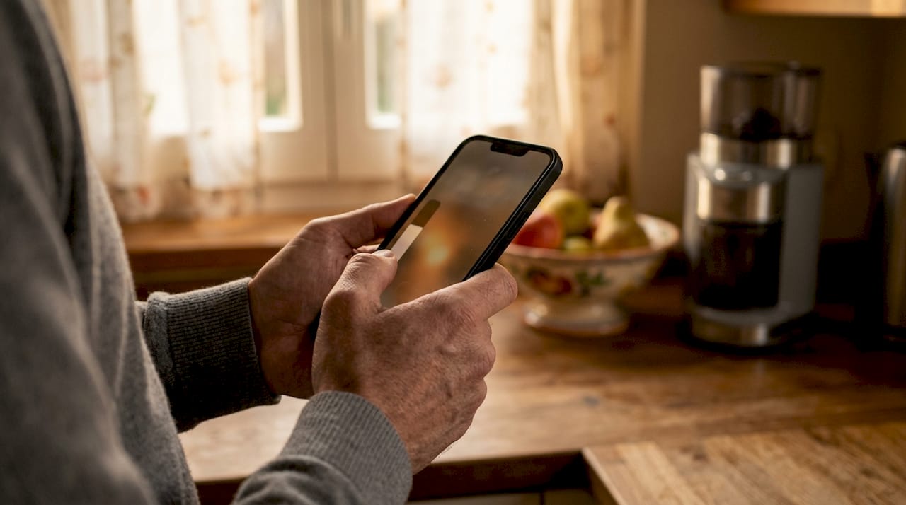 Hands adjusting brightness on iPhone screen