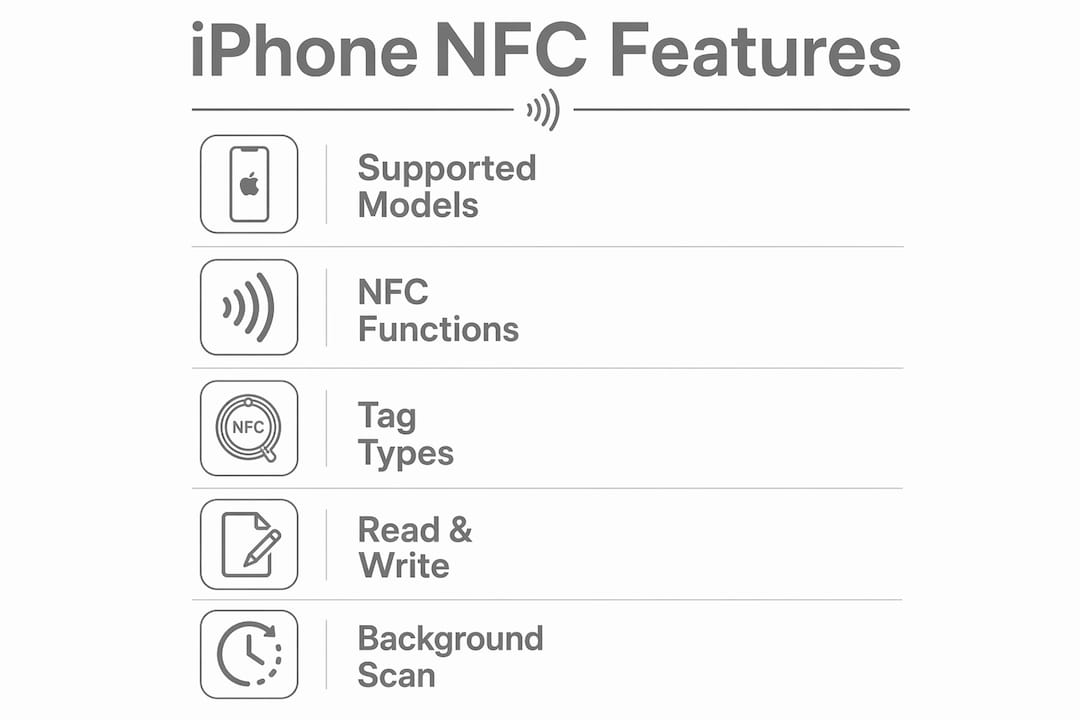 Infographic showing iPhone NFC capabilities overview