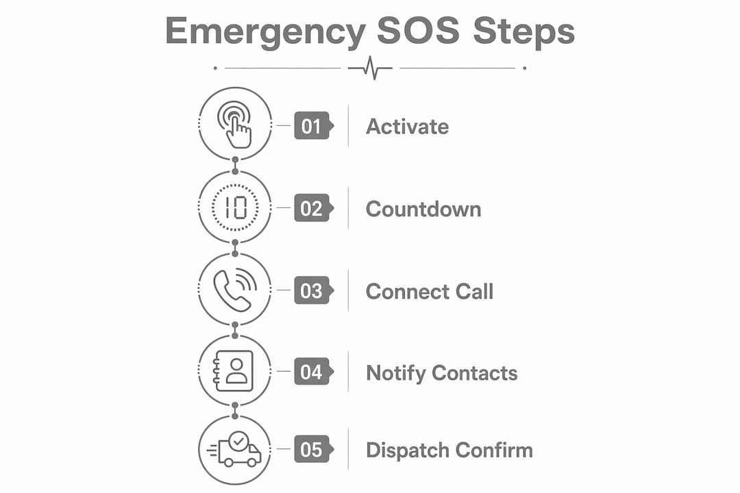 Infographic showing Emergency SOS process steps
