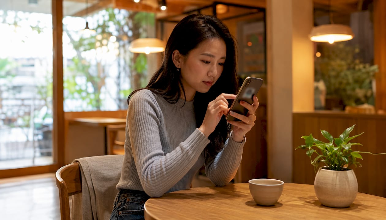 Hands checking Face ID settings on iPhone