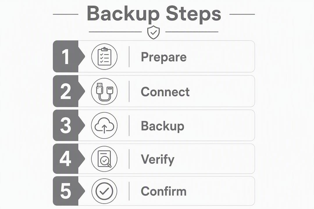 Infographic illustrating device backup steps