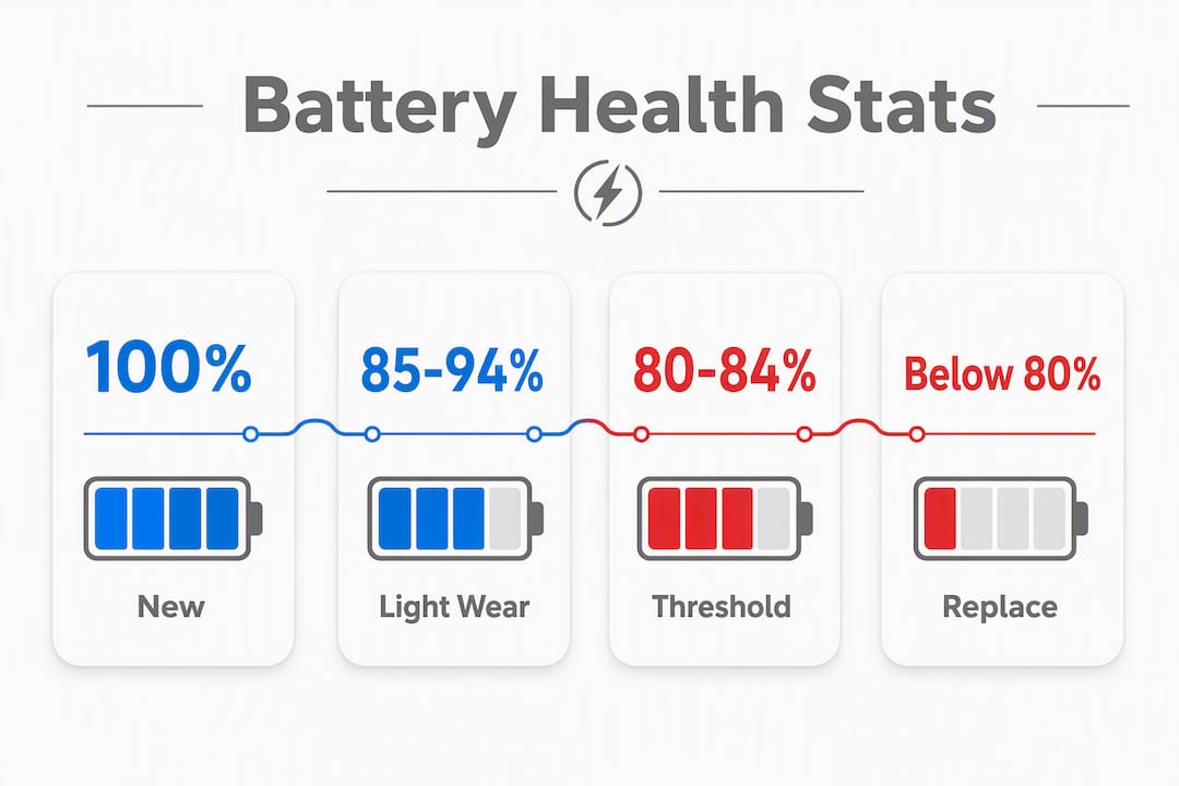 Infographic explaining iPhone battery health percentages
