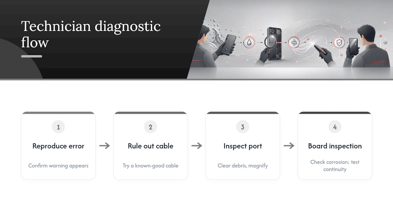 Technician moisture fault diagnostic process diagram