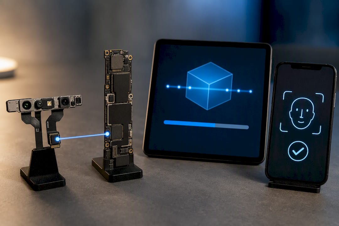 Illustration of Face ID pairing and calibration