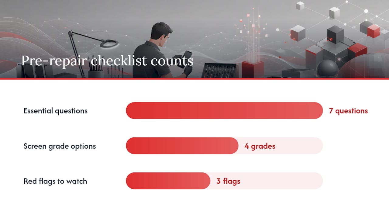 What should you ask before booking a screen repair? — overview diagram