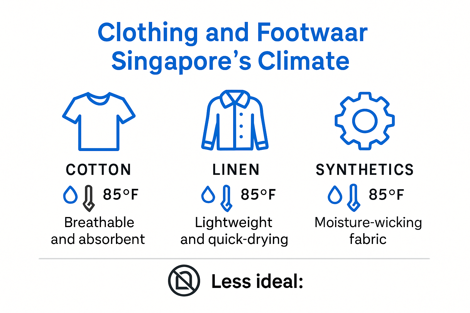 Infographic comparing fabric choices for Singapore weather