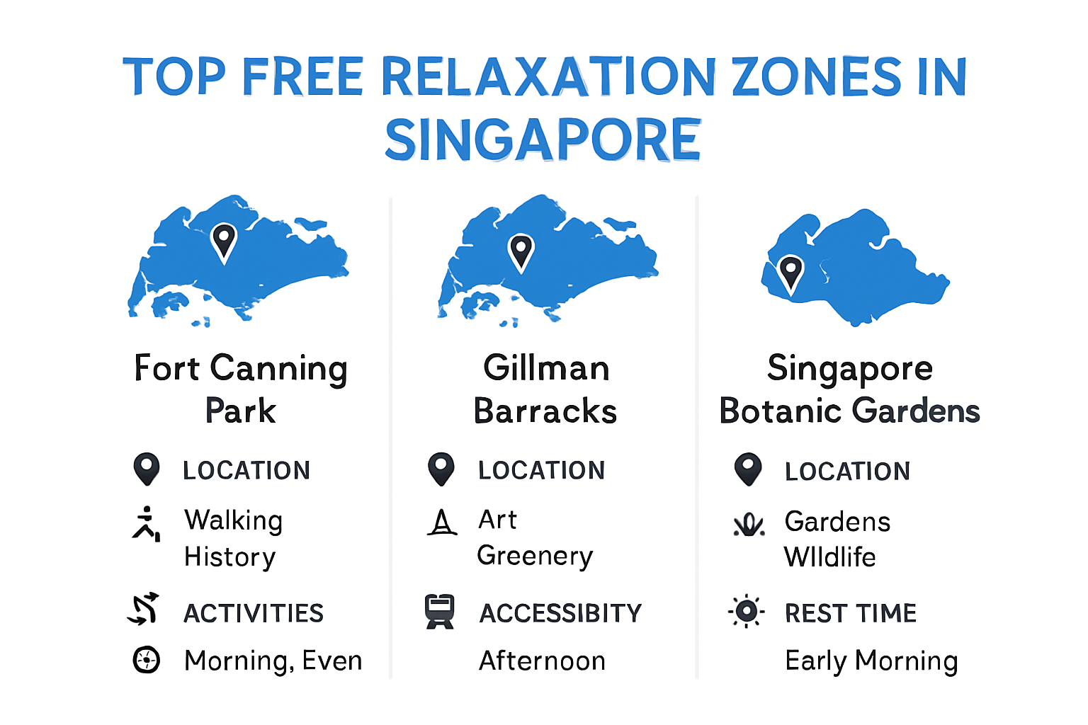 Infographic comparing Singapore's free green relaxation zones