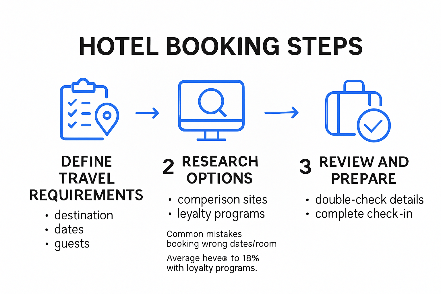 Infographic showing hotel booking step-by-step process